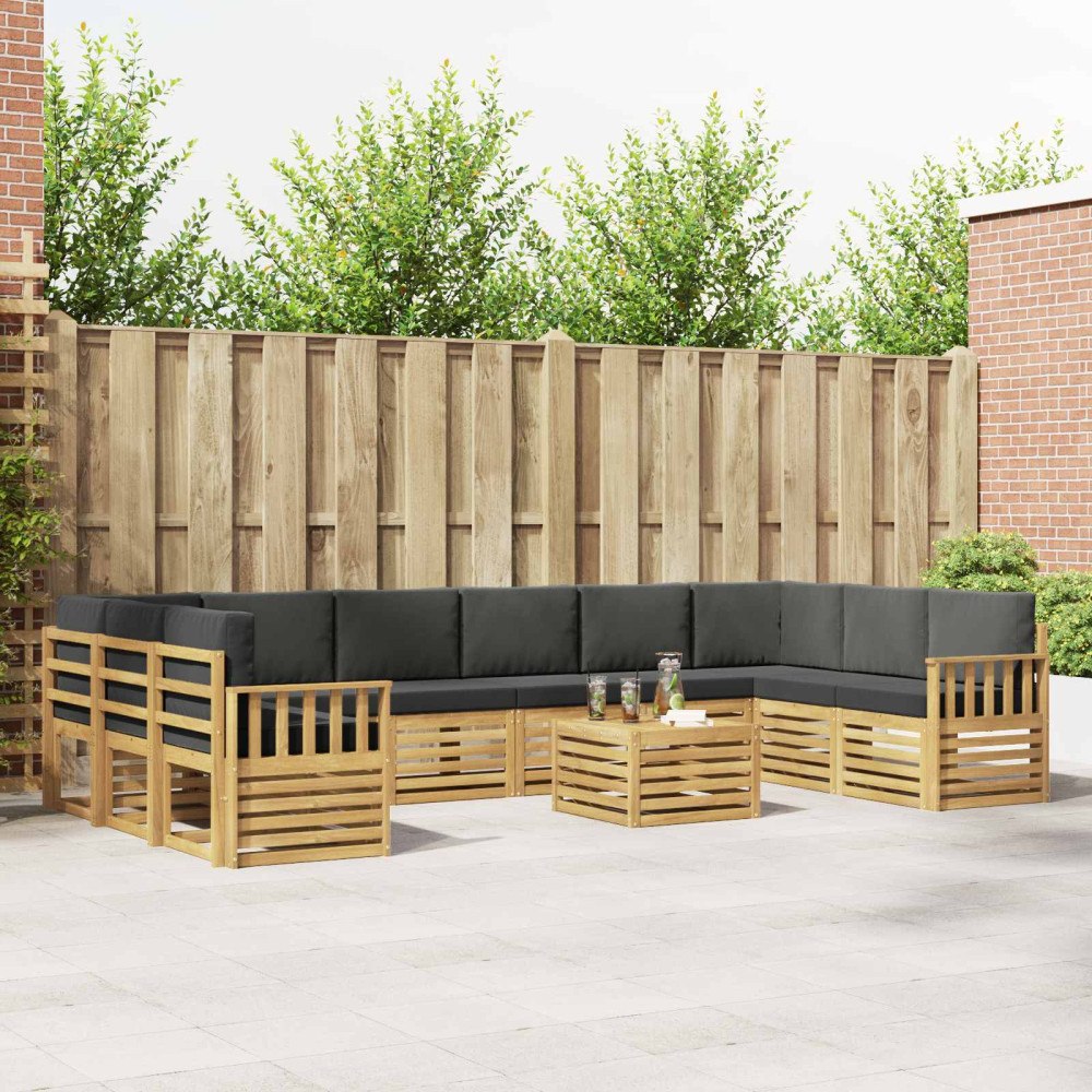vidaXL Utomhussoffset 8 pcs Vit och Antracit 59 x 59 x 37 cm Polyester