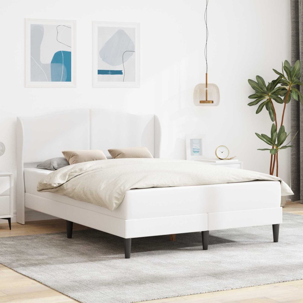 vidaXL Sängram med huvudgavel Vit 160 x 200 cm Konstläder