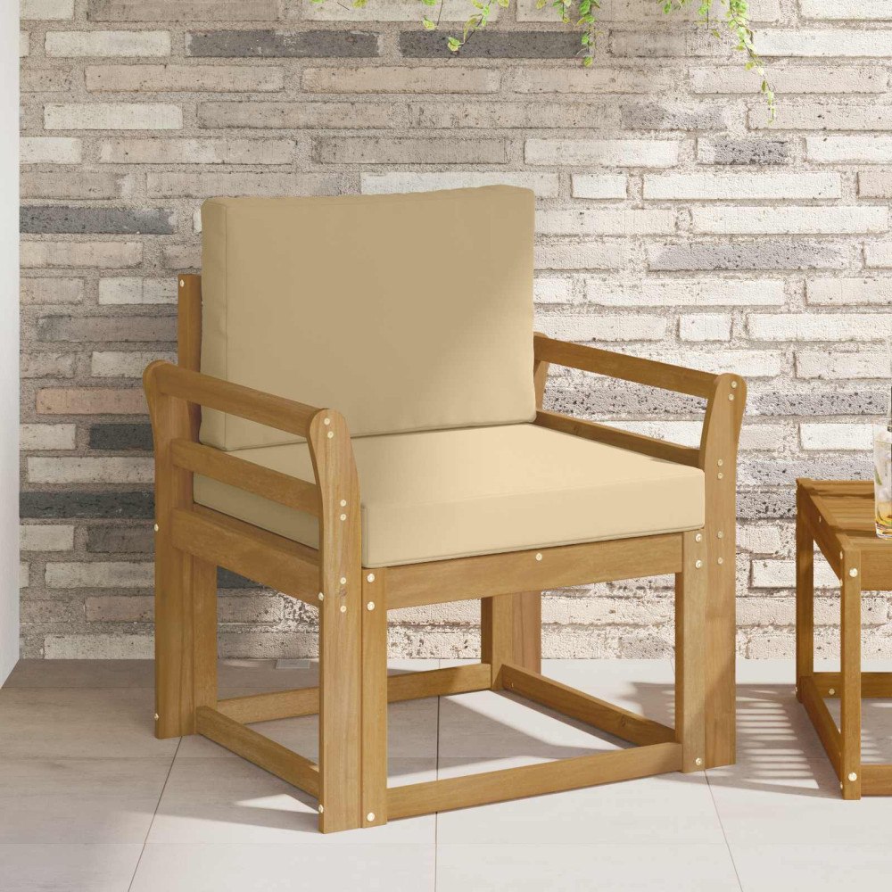 vidaXL 2 Stycke Utomhussoffset Polyester Vit och beige