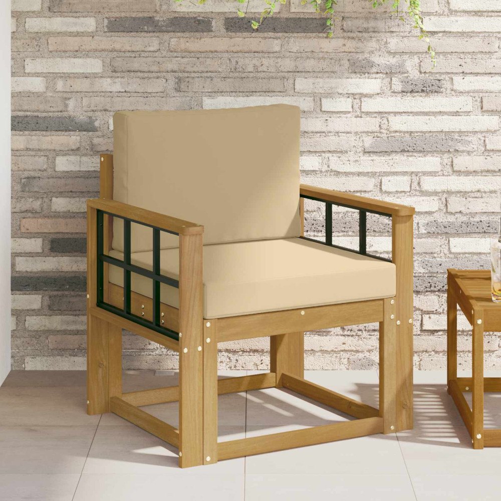 vidaXL 2 Stycke Utomhussoffset Polyester Vit och beige