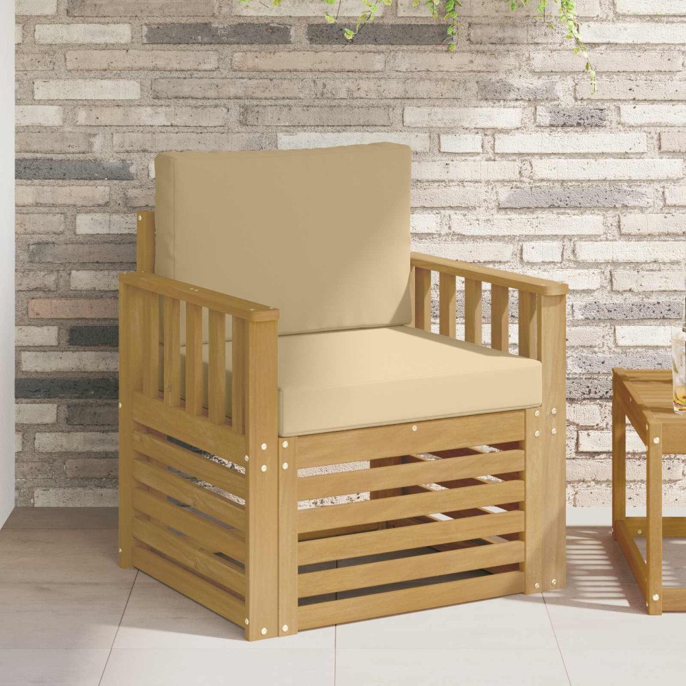 vidaXL 2 Stycke Utomhussoffset Polyester Vit och beige