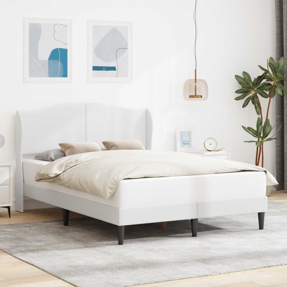 vidaXL Sängram med huvudgavel Vit 160 x 200 cm Konstläder