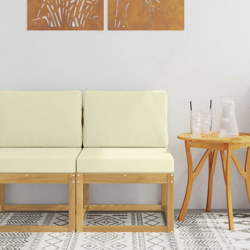 vidaXL Utomhussoffset Vit och grädde 59 x 63 x 73 cm Massivt Akaciaträ