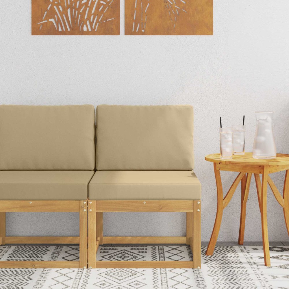 vidaXL Utomhussoffset Vit och Beige 59 x 63 x 73 cm Massivt Akaciaträ