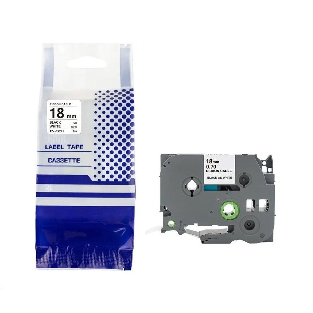 Tasma Labeltape Tasma 18 mm x 8 m sort på hvid