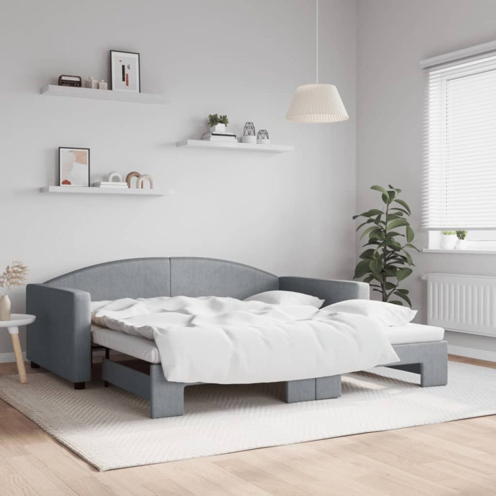 vidaXL Dagbädd utdragbar ljusgrå 100x190 cm tyg