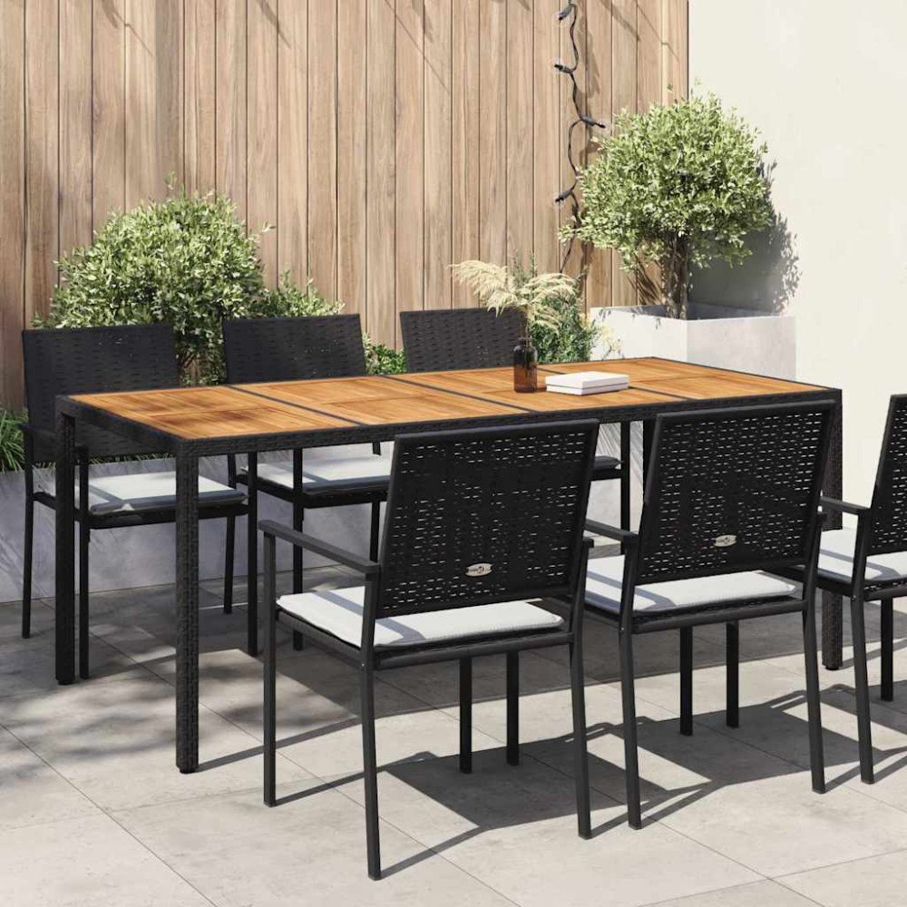 vidaXL Trädgårdsbord Svart 190 x 90 x 75 cm konstrotting