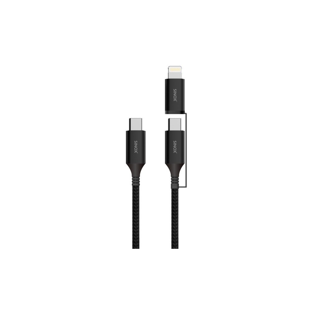 SINOX Sinox PRO 2-i-1 kabel med USB-C og Lightning. 1,5m. Braided....