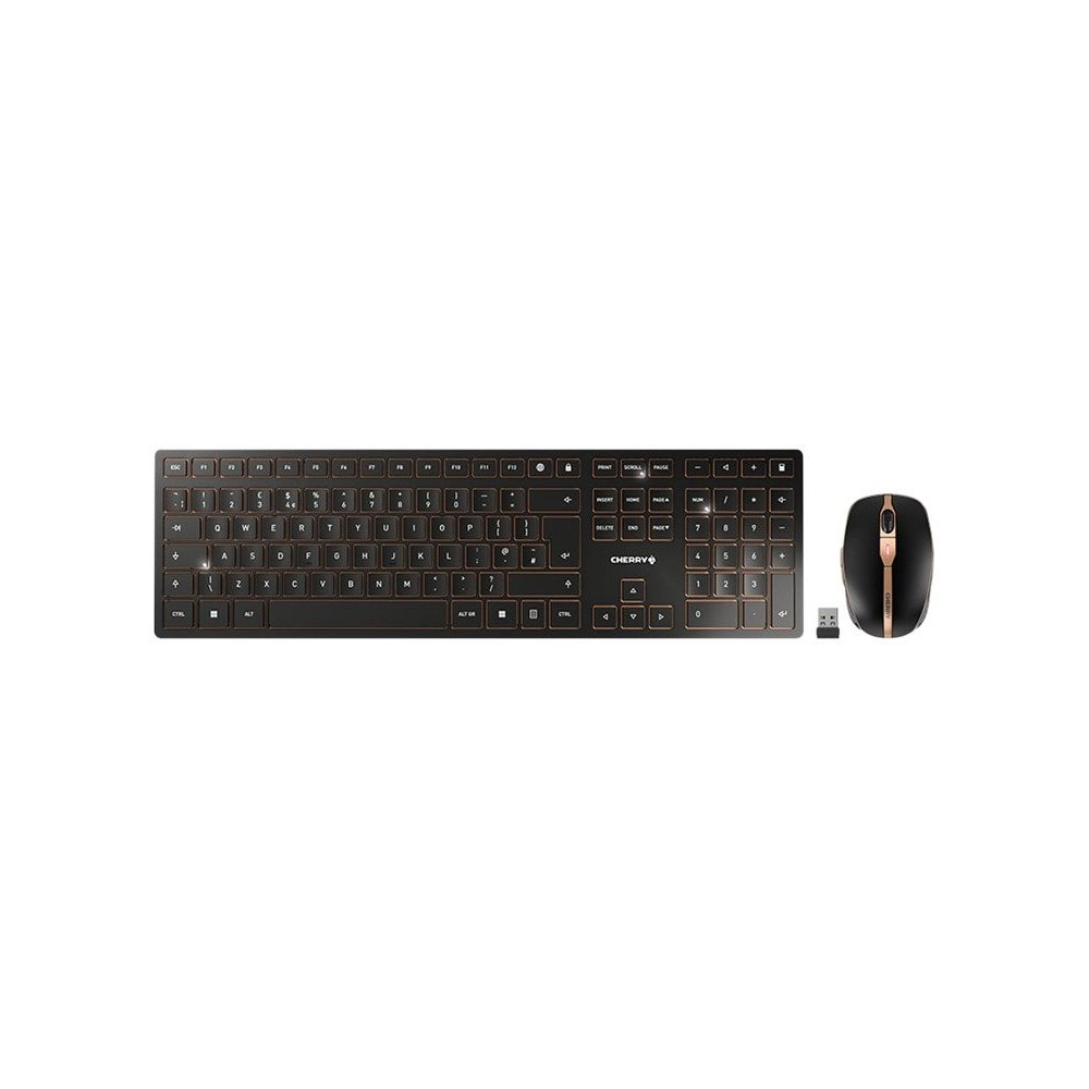 CHERRY CHERRY DW 9100 SLIM - sats med tangentbord och mus - QWERTY - brittisk - svart/brons Inmatningsenhet
