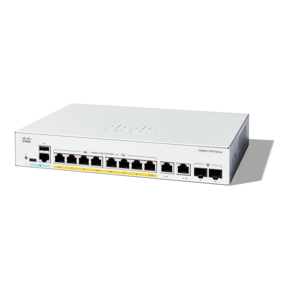 Cisco Systems Cisco Catalyst 1200-8P-E-2G - switch - 8 portar - smart - rackmonterbar