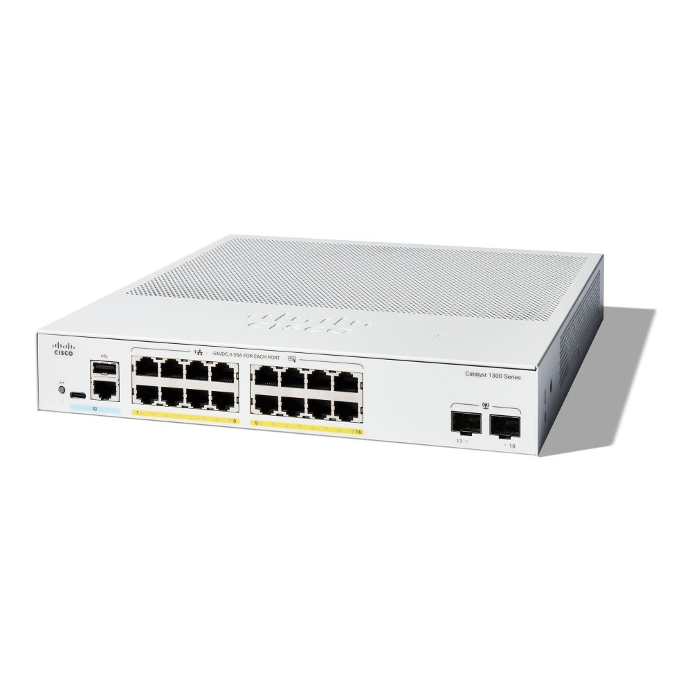 Cisco Systems Cisco Catalyst 1300-16FP-2G - switch - 16 portar - Administrerad - rackmonterbar
