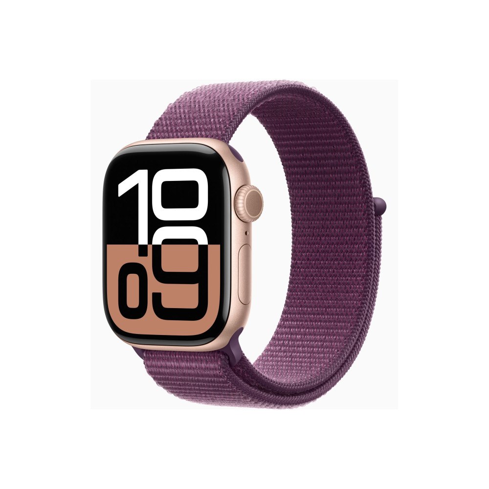 Apple Apple Watch Series 10 (GPS + Cellular) - guldrosa aluminium - smart klocka med sportögla - plommonfärgat - 64 GB