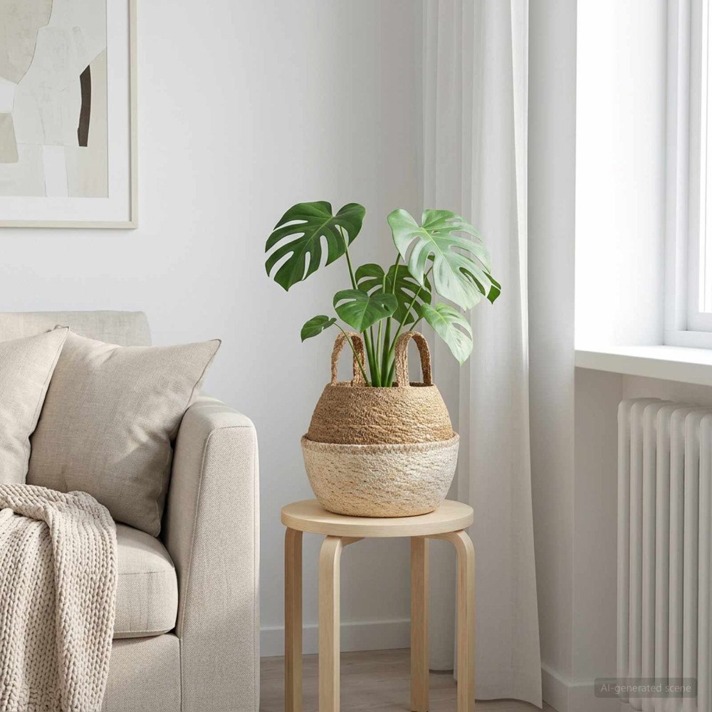 vidaXL Kruka med handtag Vit Ø 22 x 20 cm 100% Sjögräs