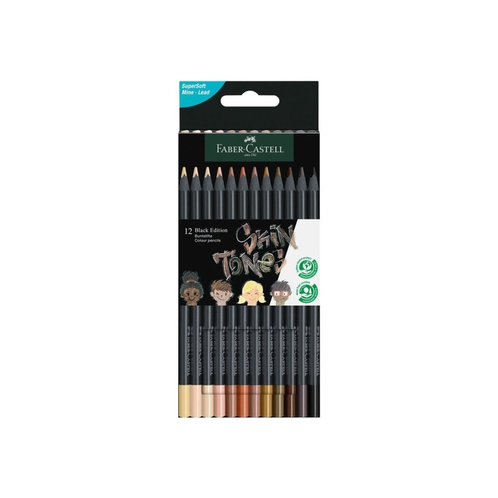 FABER-CASTELL FABER-CASTELL triangulära färgpennor Black Edition, 12 st, t...