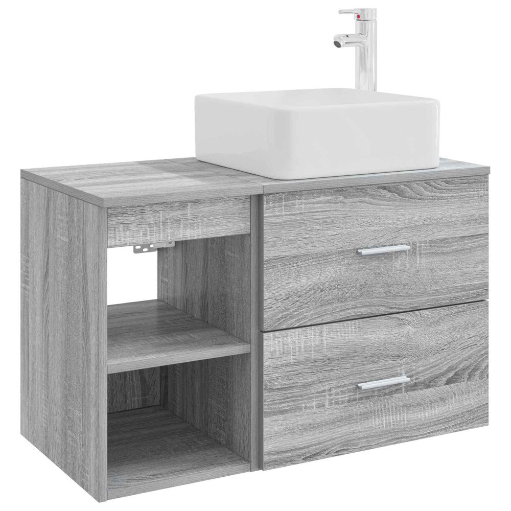 vidaXL Badrumsmöbelset 2 pcs Grå Sonoma Konstruerat trä
