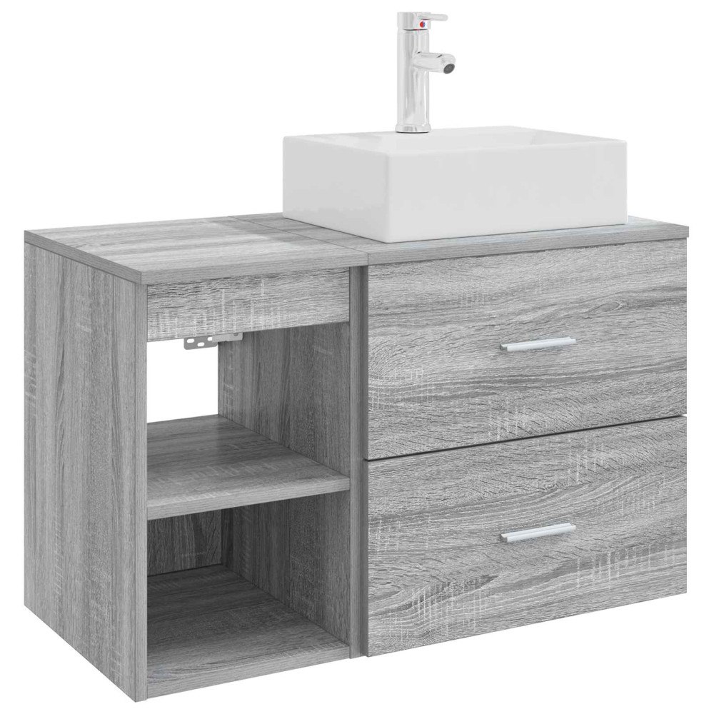 vidaXL Badrumsmöbelset 2 pcs Grå Sonoma Konstruerat trä