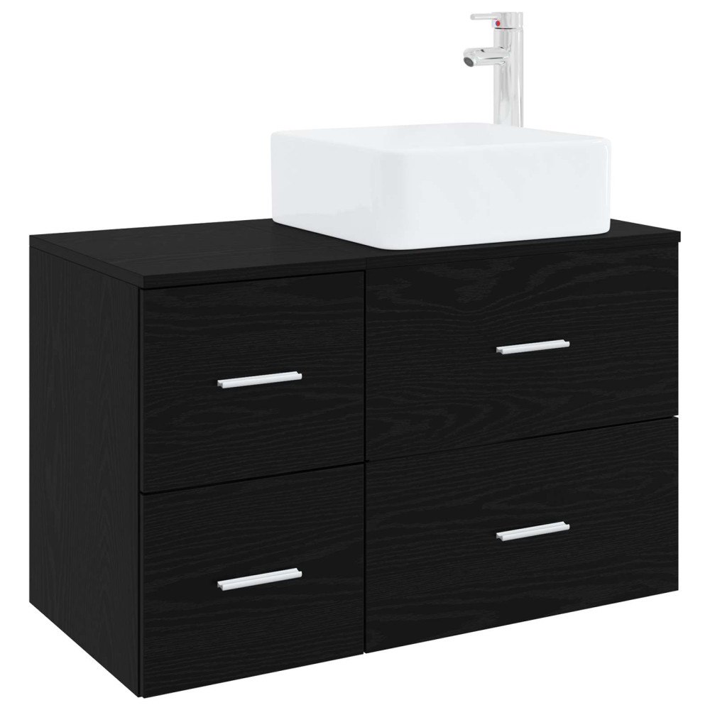 vidaXL Badrumsmöbelset 2 pcs Svart ek Konstruerat trä