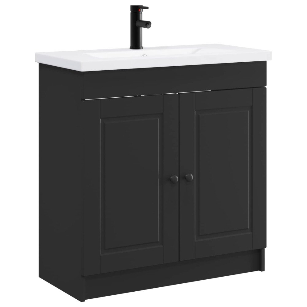vidaXL Badrumsmöbelset Svart 56 x 37,5 x 81 cm Konstruerat trä