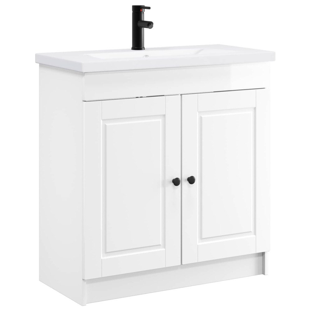 vidaXL Badrumsmöbelset Vit högglans 56 x 37,5 x 81 cm Konstruerat trä