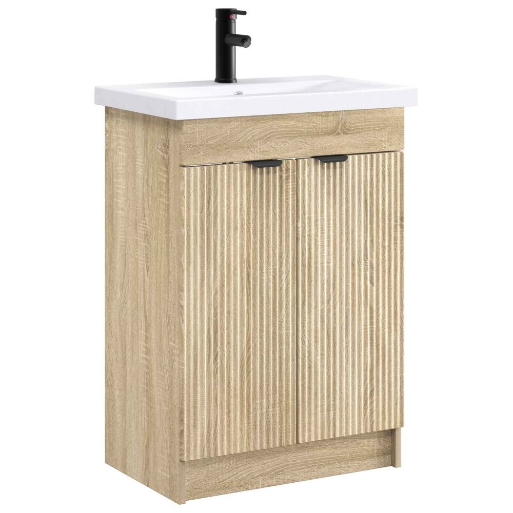 vidaXL Badrumsmöbelset Sonoma-ek 56 x 37,5 x 81 cm Konstruerat trä