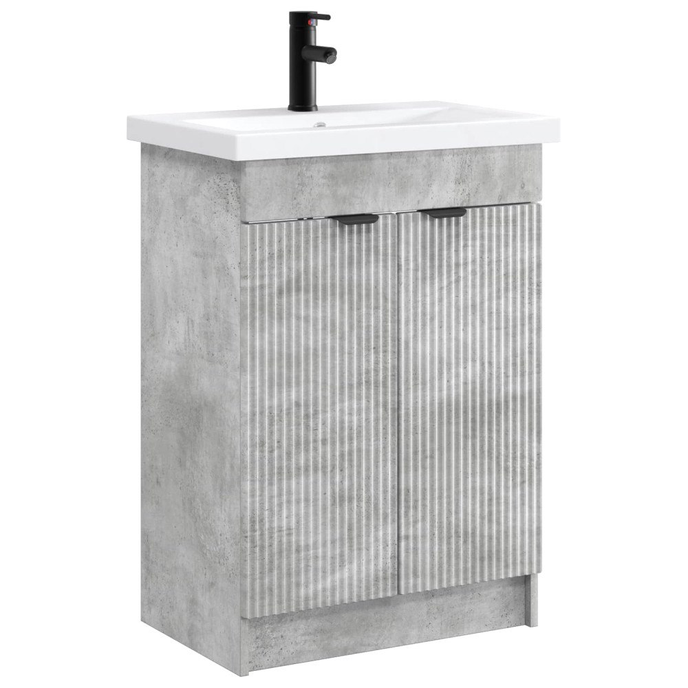 vidaXL Badrumsmöbelset Betonggrå 56 x 37,5 x 81 cm Konstruerat trä