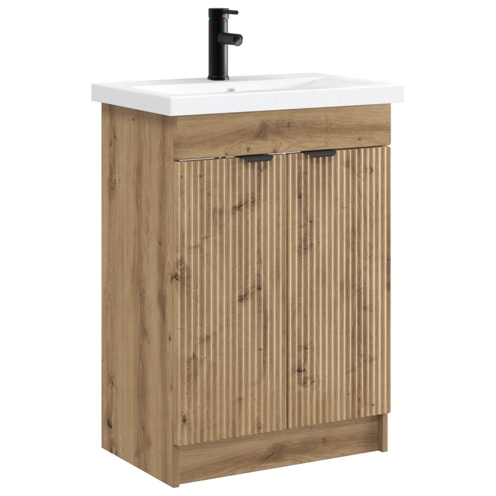 vidaXL Badrumsmöbelset Artisan-ek 56 x 37,5 x 81 cm Konstruerat trä