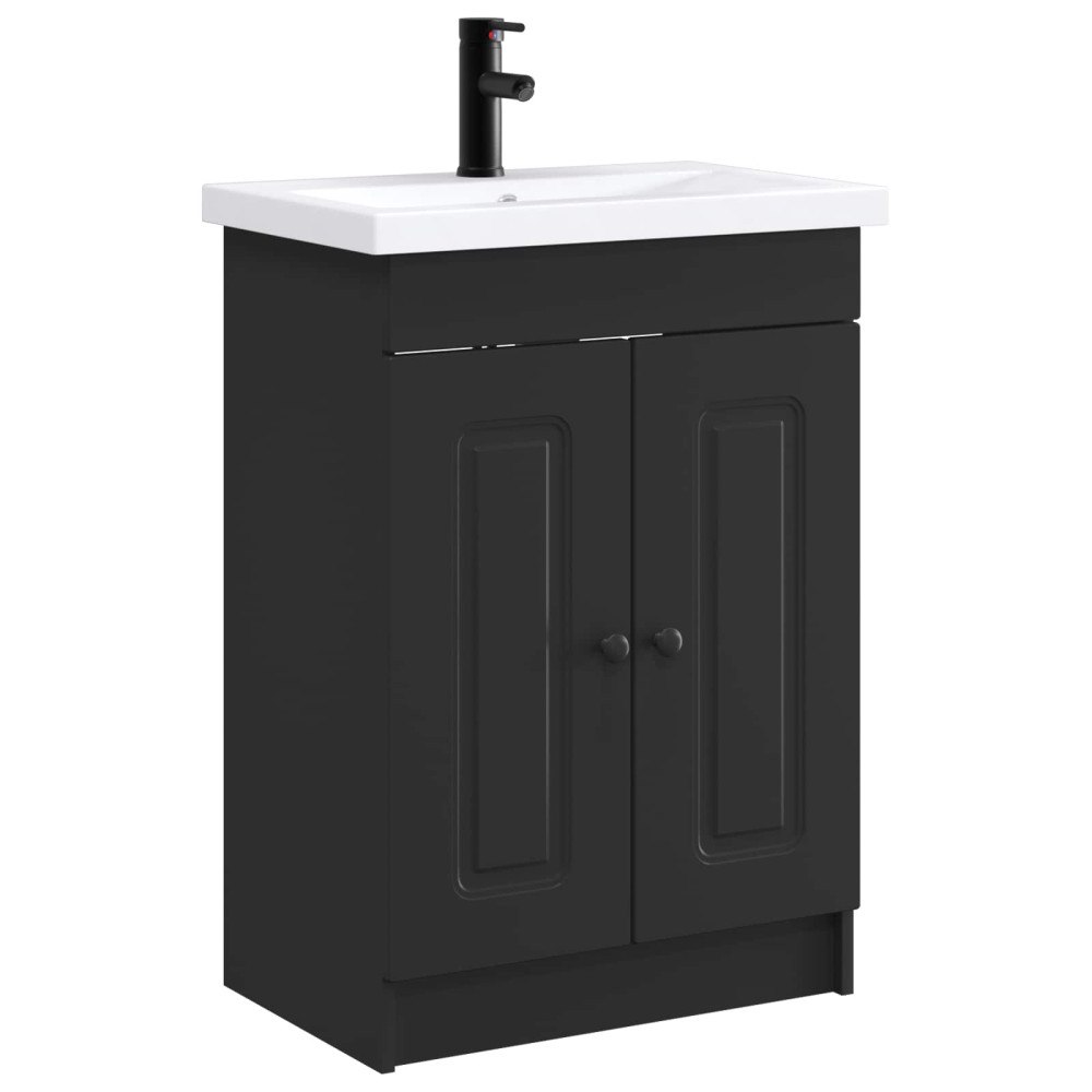 vidaXL Badrumsmöbelset Svart 56 x 37,5 x 81 cm Konstruerat trä