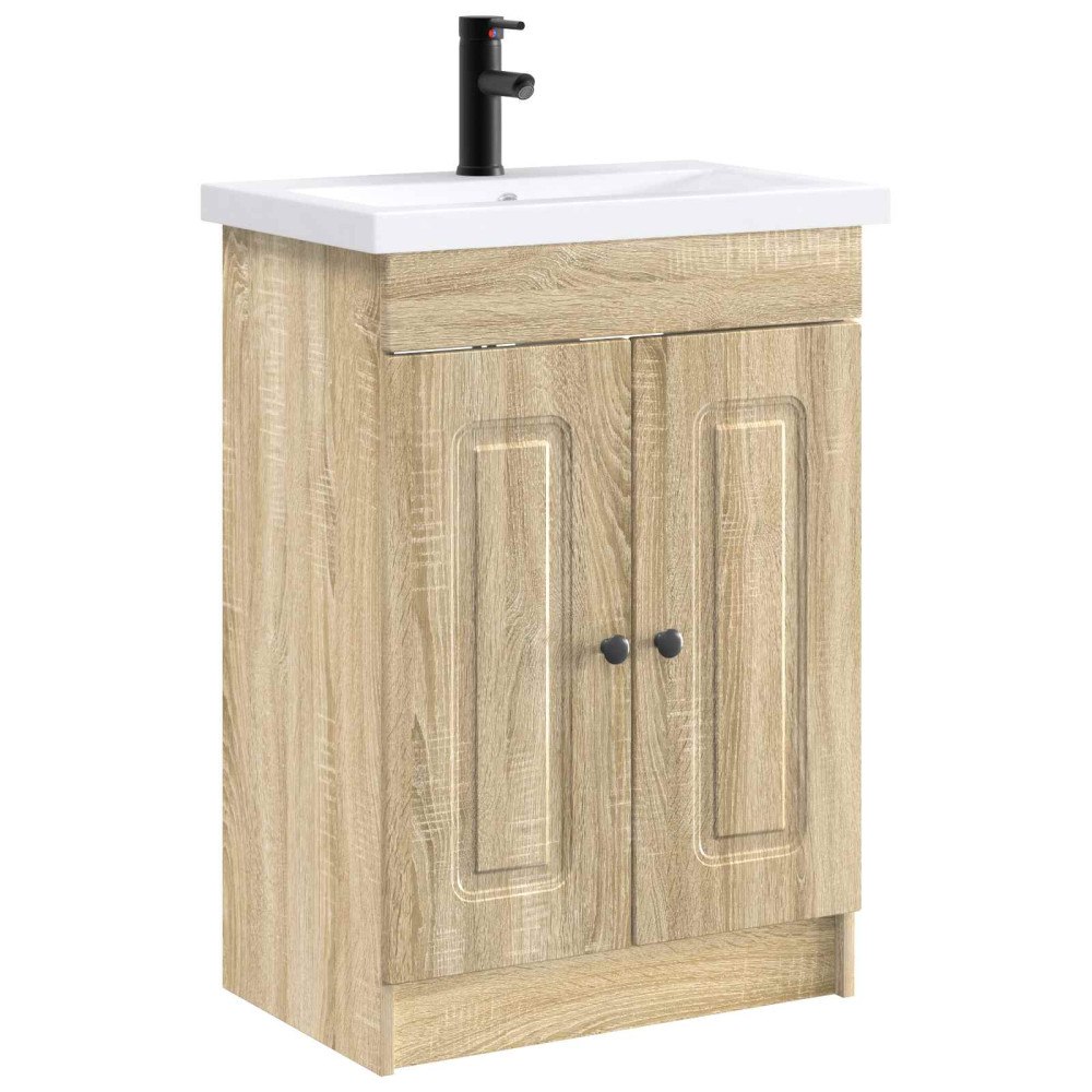 vidaXL Badrumsmöbelset Sonoma-ek 56 x 37,5 x 81 cm Konstruerat trä
