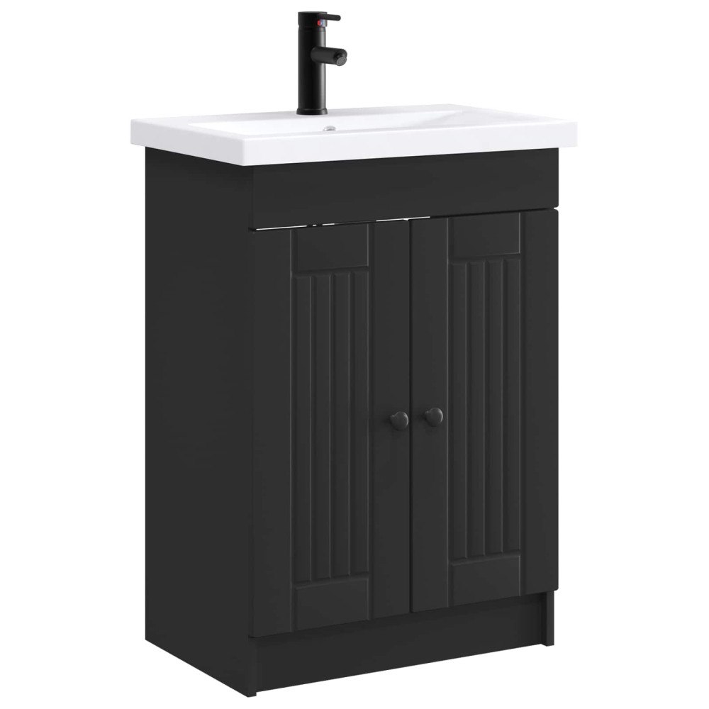 vidaXL Badrumsmöbelset Svart 56 x 37,5 x 81 cm Konstruerat trä