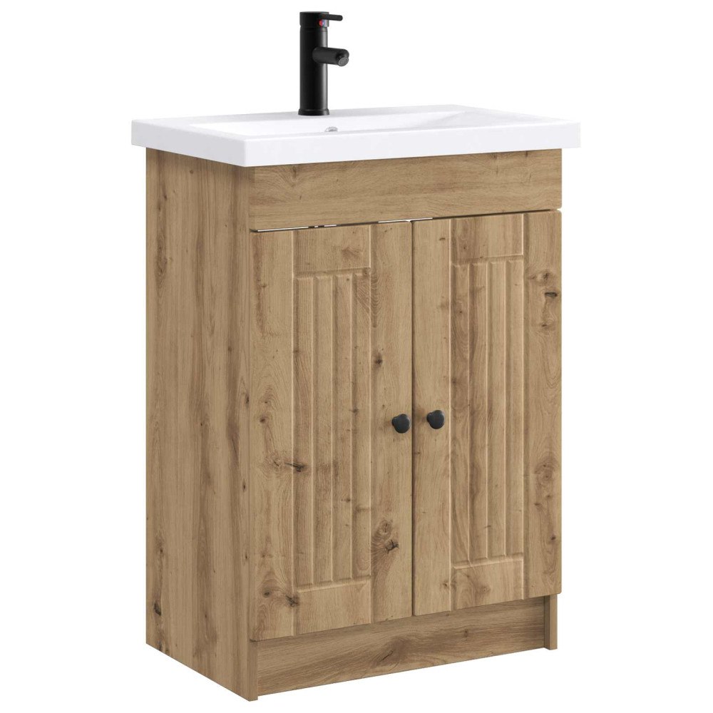 vidaXL Badrumsmöbelset Artisan-ek 56 x 37,5 x 81 cm Konstruerat trä