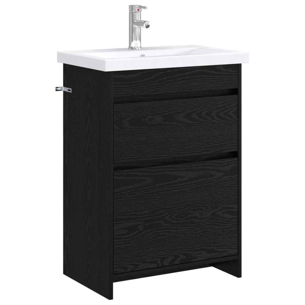 vidaXL Badrumsmöbelset Svart ek 61 x 40 x 84,5 cm Konstruerat trä
