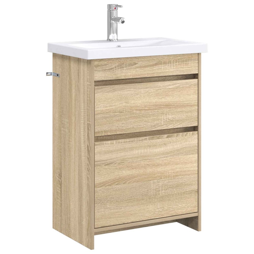 vidaXL Badrumsmöbelset Sonoma-ek 61 x 40 x 84,5 cm Konstruerat trä