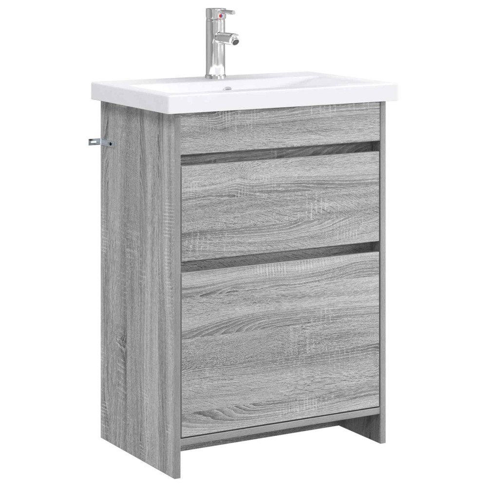 vidaXL Badrumsmöbelset Grå Sonoma 61 x 40 x 84,5 cm Konstruerat trä