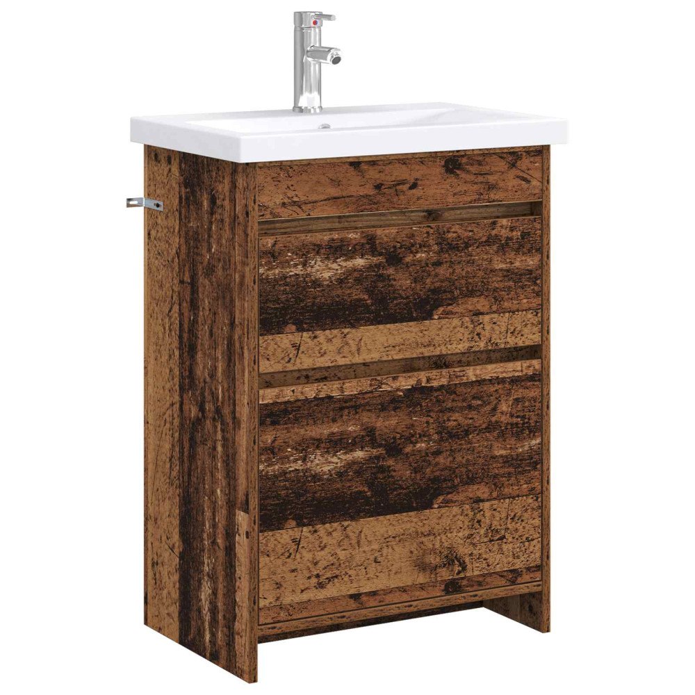 vidaXL Badrumsmöbelset Gammalt trä 61 x 40 x 84,5 cm Konstruerat trä
