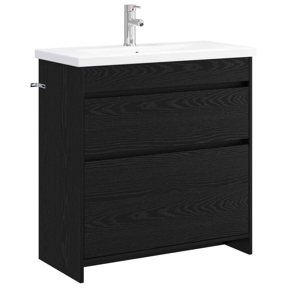 vidaXL Badrumsmöbelset Svart ek 81 x 40 x 84,5 cm Konstruerat trä