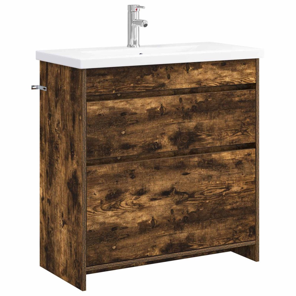 vidaXL Badrumsmöbelset Rökt ek 81 x 40 x 84,5 cm Konstruerat trä