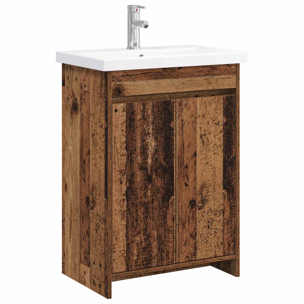 vidaXL Badrumsmöbelset Gammalt trä 61 x 40 x 84,5 cm Konstruerat trä