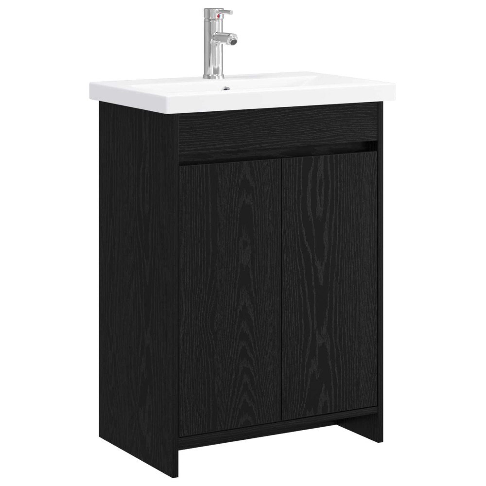 vidaXL Badrumsmöbelset Svart ek 81 x 40 x 84,5 cm Konstruerat trä