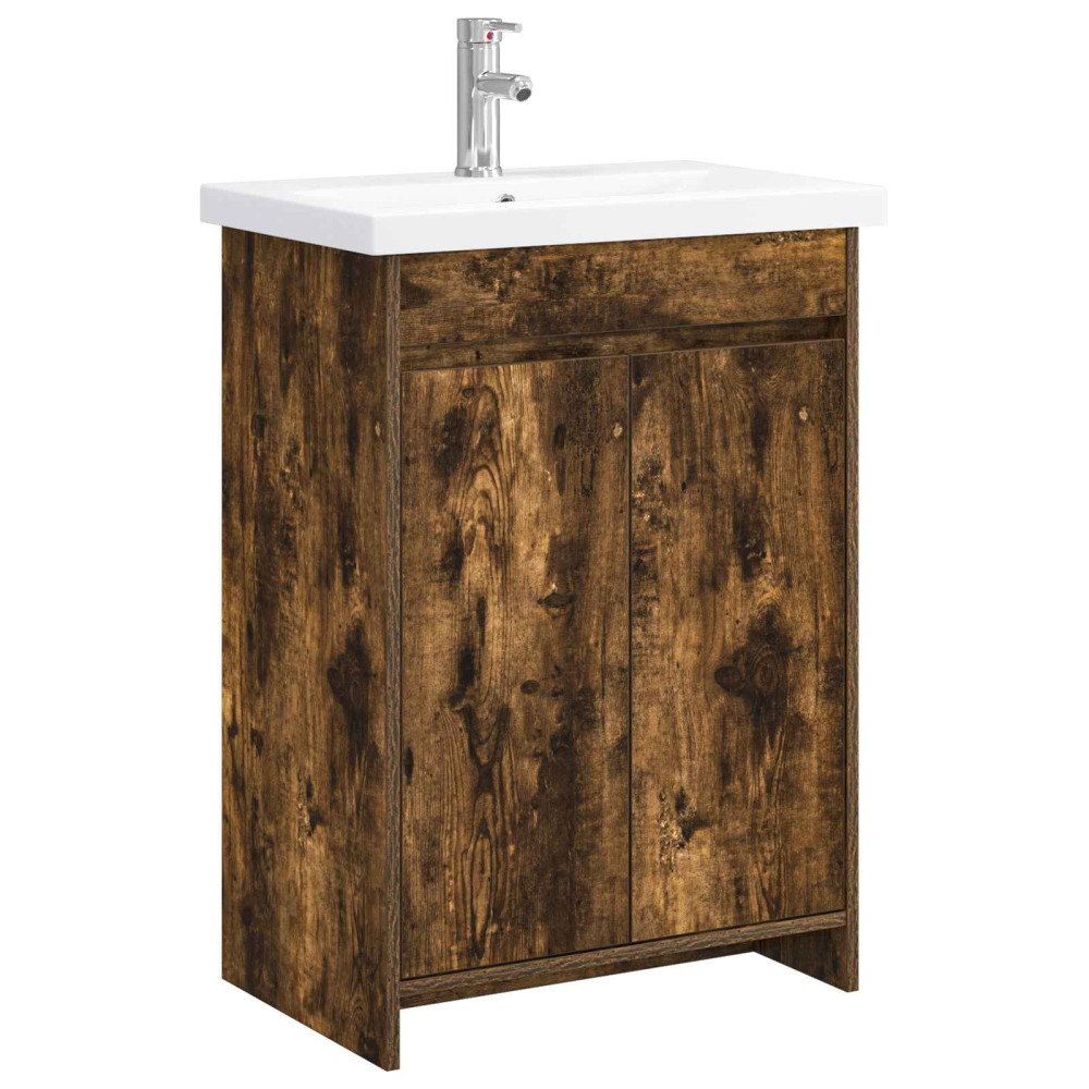 vidaXL Badrumsmöbelset Rökt ek 81 x 40 x 84,5 cm Konstruerat trä
