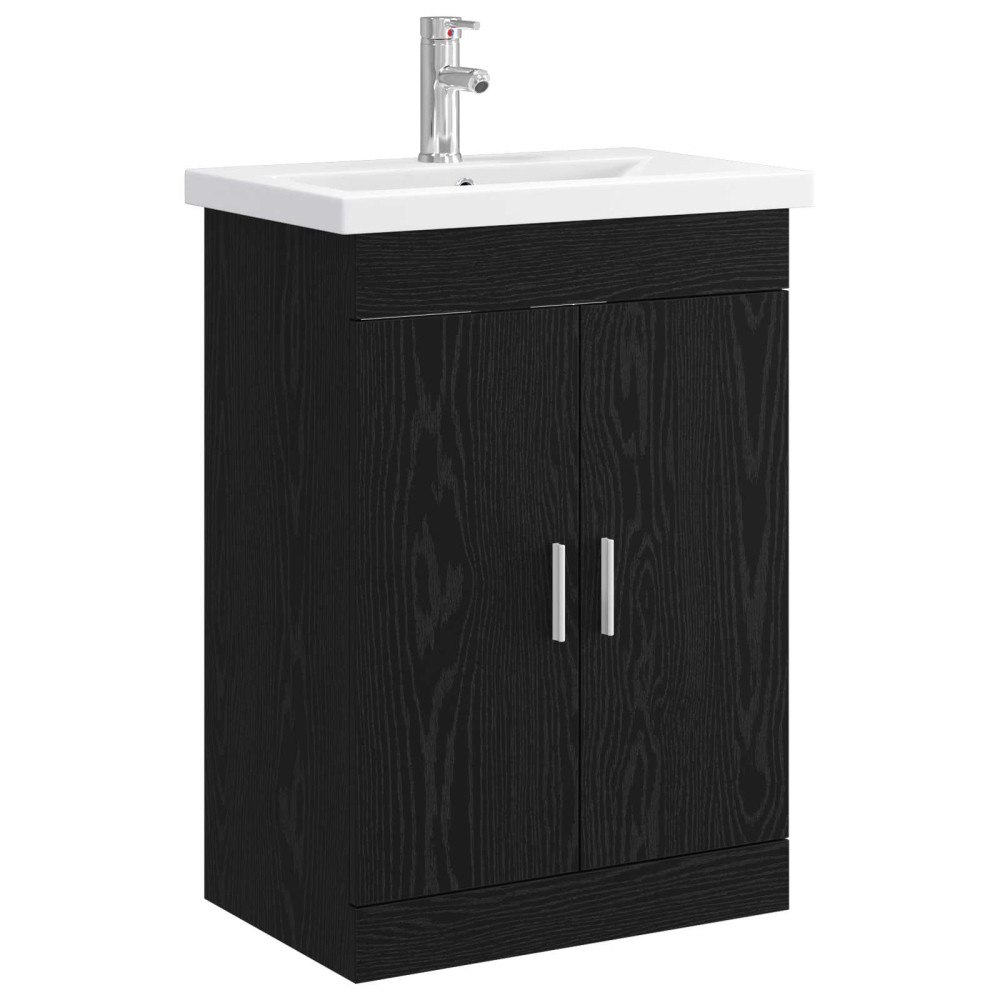 vidaXL Badrumsmöbelset Svart ek 61 x 40 x 84,5 cm Konstruerat trä