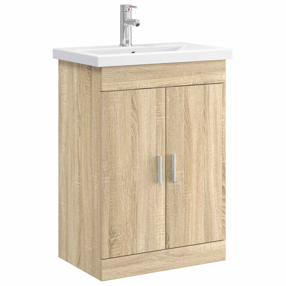 vidaXL Badrumsmöbelset Sonoma-ek 61 x 40 x 84,5 cm Konstruerat trä