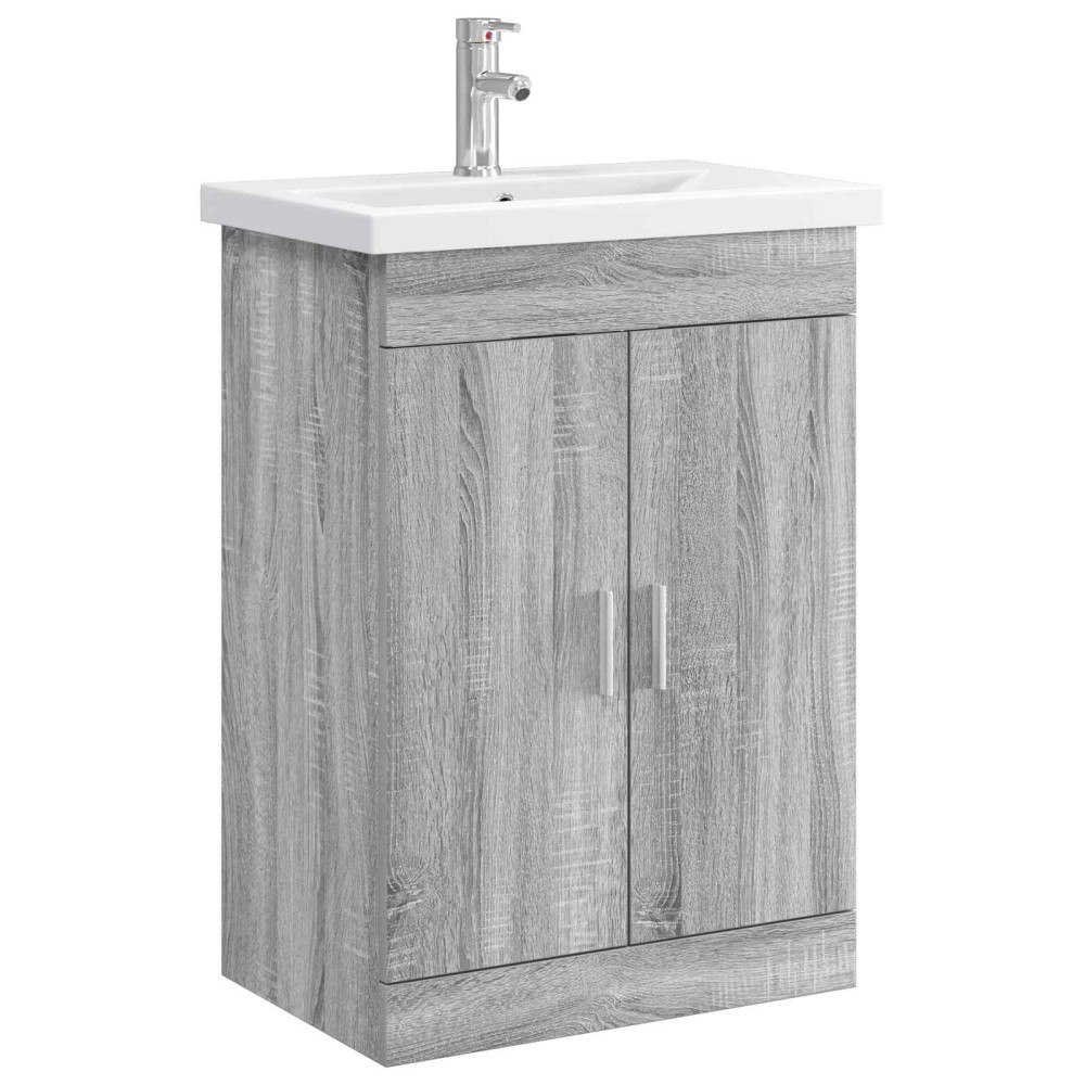 vidaXL Badrumsmöbelset Grå Sonoma 61 x 40 x 84,5 cm Konstruerat trä