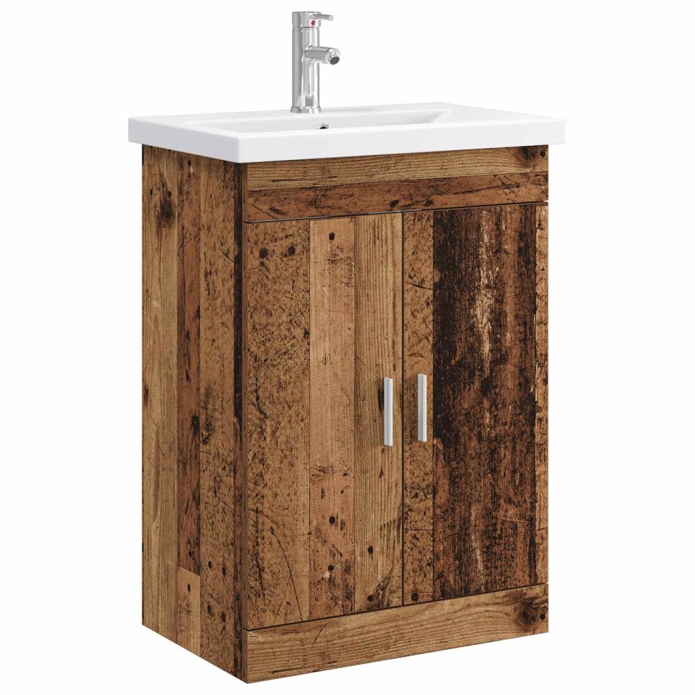 vidaXL Badrumsmöbelset Gammalt trä 61 x 40 x 84,5 cm Konstruerat trä