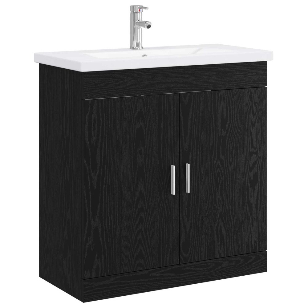 vidaXL Badrumsmöbelset Svart ek 81 x 40 x 84,5 cm Konstruerat trä