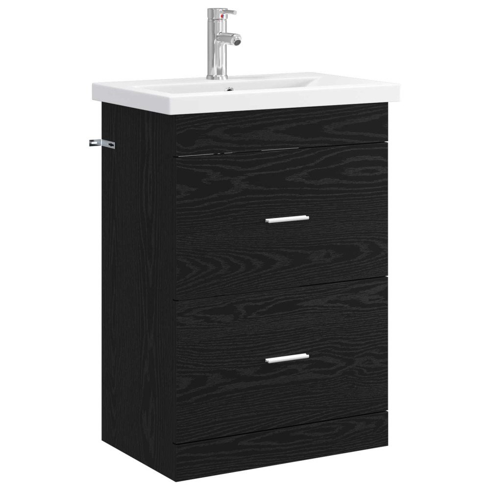 vidaXL Badrumsmöbelset Svart ek 61 x 40 x 84,5 cm Konstruerat trä