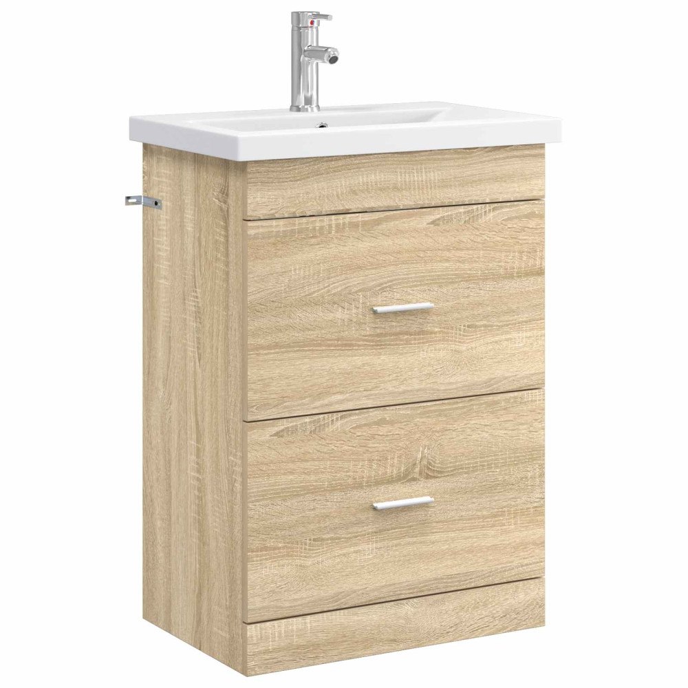vidaXL Badrumsmöbelset Sonoma-ek 61 x 40 x 84,5 cm Konstruerat trä