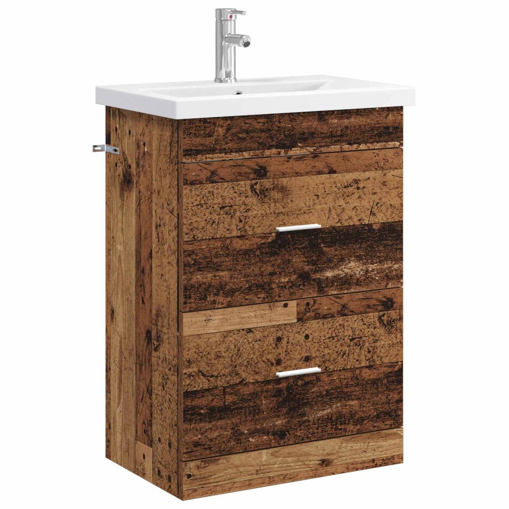 vidaXL Badrumsmöbelset Gammalt trä 61 x 40 x 84,5 cm Konstruerat trä