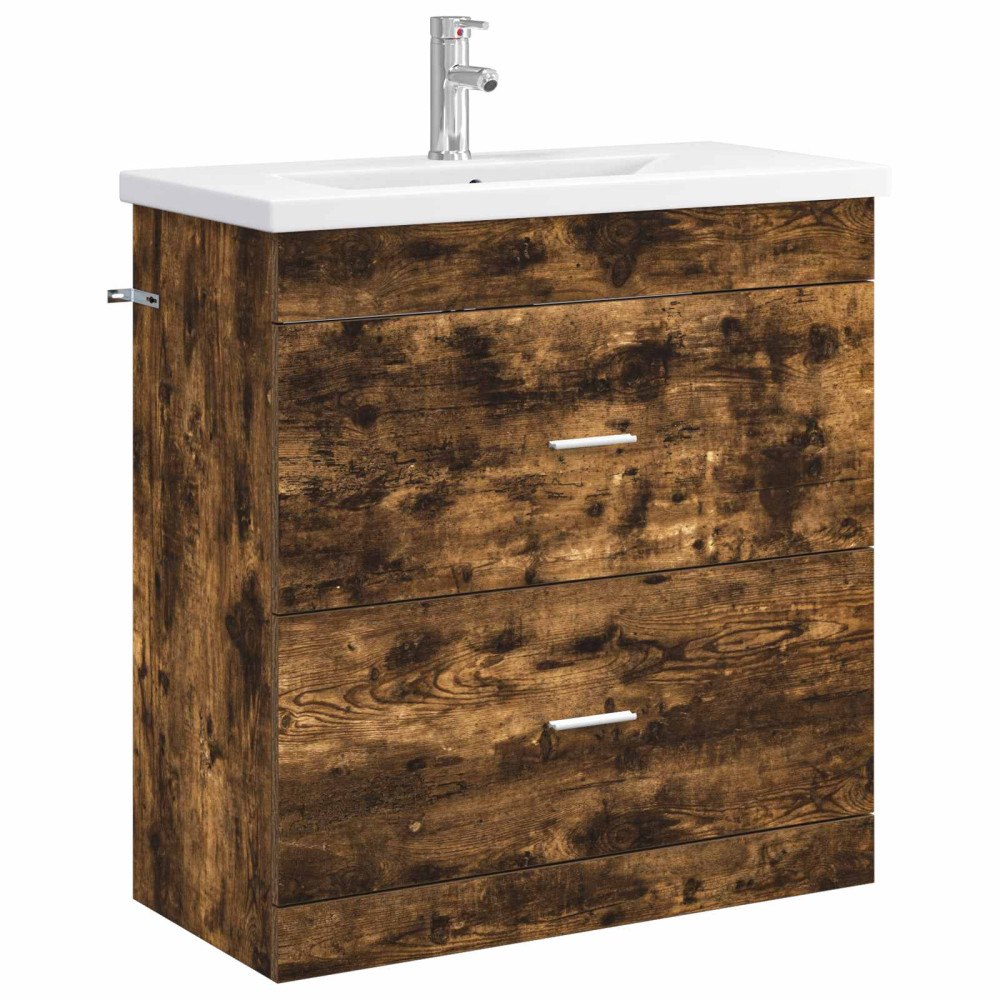 vidaXL Badrumsmöbelset Rökt ek 81 x 40 x 84,5 cm Konstruerat trä