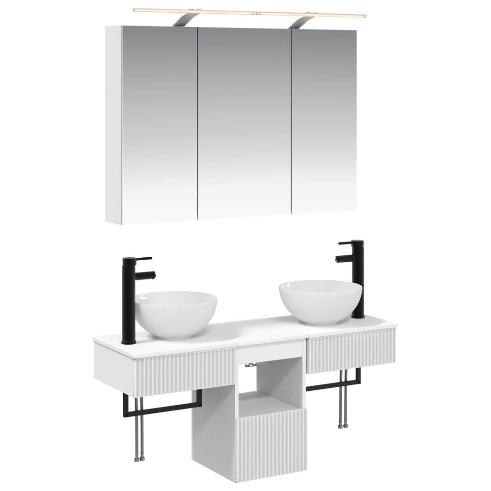 vidaXL Badrumsskåpsset 4 pcs Vit 100 x 14,5 x 70 cm Konstruerat trä