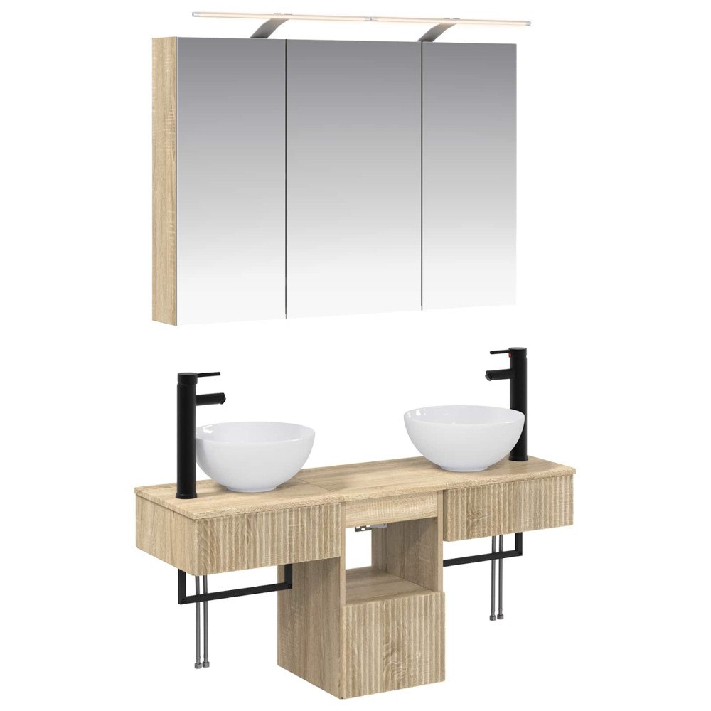 vidaXL Badrumsskåpsset 4 pcs Sonoma-ek 100 x 14,5 x 70 cm